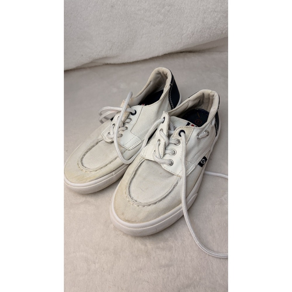 U.S. Polo Assn. Sport Kids White Canvas Boat Sneakers Shoes Moc Toe Youth Size 1